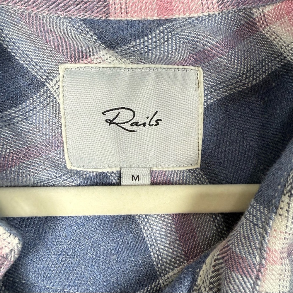 Rails Navy and Pink Plaid Button Down Shirt - Picture 4 of 7